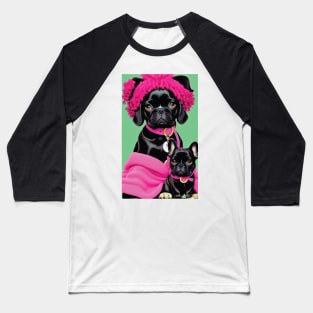 Frenchie Mama With Her Pup Baseball T-Shirt